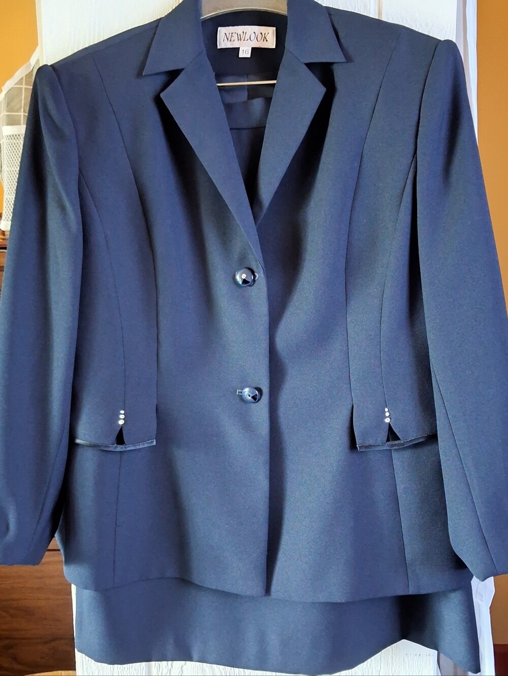 New Look Navy Blue 2 Piece Women's Skirt And Jacket Suit Size 16